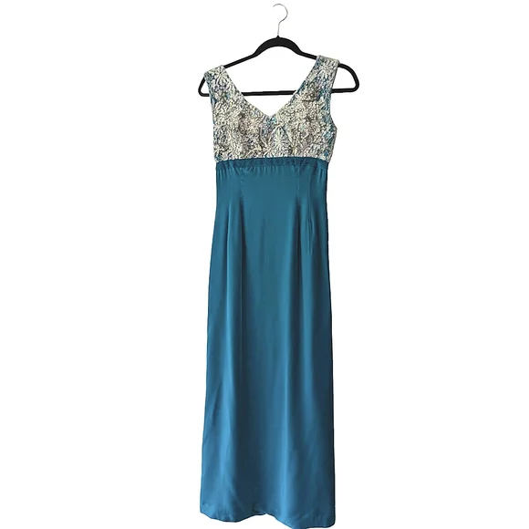 Stunning True Vintage Turquoise Velvet Dress XS - Picture 8 of 12